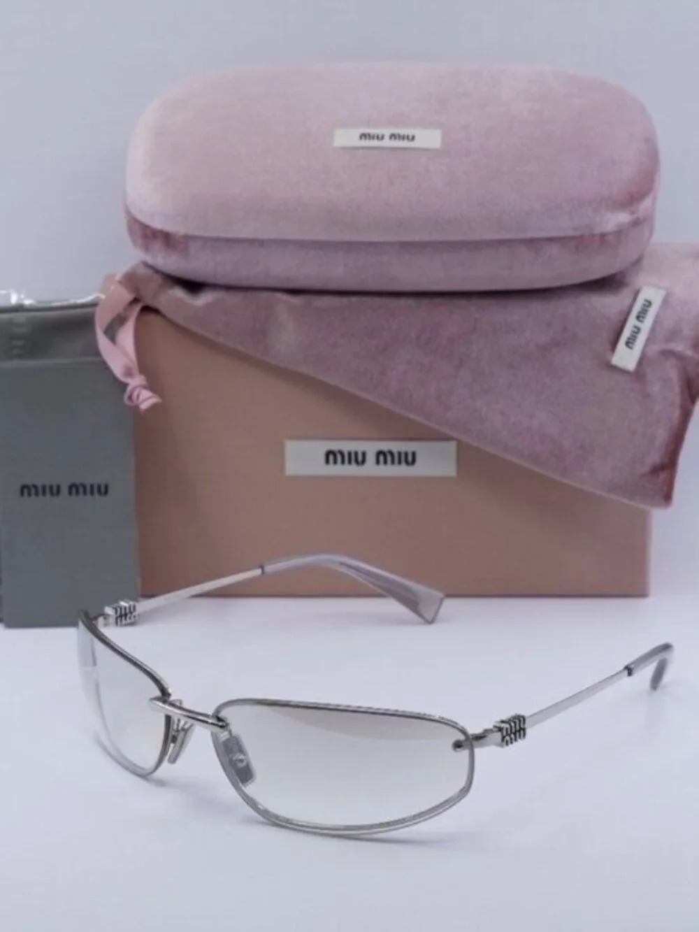 Miu Miu MUA50S 1BC8H1 Rectangle Sunglasses - Silver
